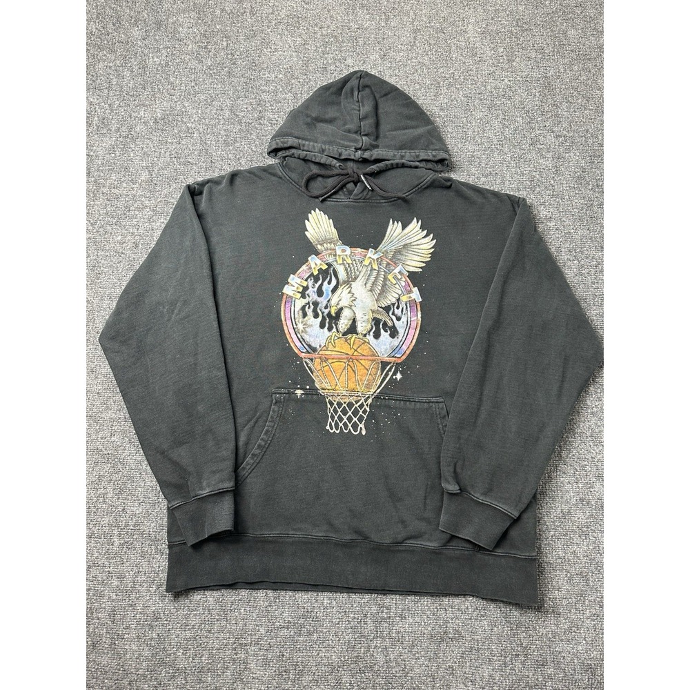 Mens Hoodie Market Eagle Basketball Graphic Black Pullover, Size‎ XL